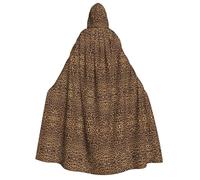 JBYJBX Leopard Patterned Wallpaper Print Full-Length Hooded Cloak 190cm Adult Costume Halloween Cosplay Carnival Parties