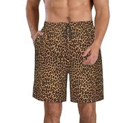 JBYJBX Leopard Patterned Wallpaper Print Men's Beach Shorts Hawaiian Summer Holiday Casual Lightweight Quick-Dry Shorts, White, Large