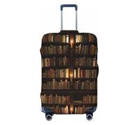 JBYJBX Library Bookshelf Book Print Suitcase Cover Luggage Protector Washable Elastic Fashionable Travel Gear Cover, Black, M