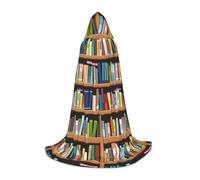 JBYJBX Library Bookshelf Print Unisex Hooded Cloak Halloween Cosplay Costume Christmas Carnival Party Wear Cape