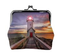 Jbyjbx Lighthouse Print Compact Coin Purse Cute Small Zipper Wallet With Kiss Lock For Daily Use And Gifts