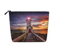 JBYJBX Lighthouse Print Makeup Bag Waterproof Travel Cosmetic Tote Zippered Pouch For Women Toiletry Bag, Black, One Size