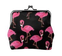 Jbyjbx Lovely Red Flamingos Print Compact Coin Purse Cute Small Zipper Wallet With Kiss Lock For Daily Use And Gifts
