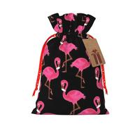 JBYJBX Lovely Red Flamingos Printing Christmas Drawstring Gift Bags Holiday Sack For Xmas Party Favor Filler Present