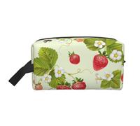JBYJBX Lovely Strawberry Print Travel Storage Bag Capacity Zippered For Toiletries Cosmetics Daily Essentials, White, One Size, White, One Size