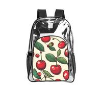 JBYJBX lovely sweet red cherry 2 Print Clear Backpack Large Capacity Travel Hiking Work See Through Bookbag with Pocket
