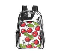 JBYJBX lovely sweet red cherry 3 Print Clear Backpack Large Capacity Travel Hiking Work See Through Bookbag with Pocket