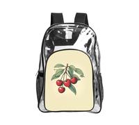 JBYJBX lovely sweet red cherry Print Clear Backpack Large Capacity Travel Hiking Work See Through Bookbag with Pocket