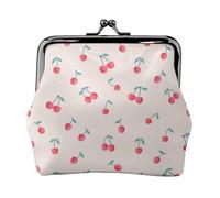 Jbyjbx Lovely Sweet Red Cherry Print Compact Coin Purse Cute Small Zipper Wallet With Kiss Lock For Daily Use And Gifts