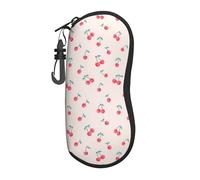 JBYJBX Lovely Sweet Red Cherry Print Glasses Case Lightweight Travel Eyeglass Sunglasses Cover, Zipper Eyeglasses Frame, Black, One size
