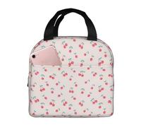 JBYJBX Lovely Sweet Red Cherry Print Insulation Thermal Lunch Bag Leakproof, Reusable Cooler Lunch Bag Adults
