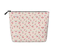 JBYJBX Lovely Sweet Red Cherry Print Makeup Bag Waterproof Travel Cosmetic Tote Zippered Pouch For Women Toiletry Bag, Black, One Size