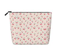 JBYJBX Lovely Sweet Red Cherry Print Makeup Bags Waterproof Travel Cosmetic Tote Zippered Pouch For Women Toiletry Bag, Black, One Size