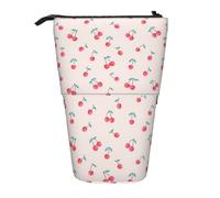 JBYJBX Lovely Sweet Red Cherry Print Pencil Case Multipurpose Telescopic Pencil Case Organizer, Stationery Storage Bag, Black, One Size