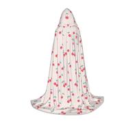 JBYJBX Lovely Sweet Red Cherry Print Unisex Hooded Cloak Halloween Cosplay Costume Christmas Carnival Party Wear Cape