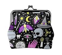 Jbyjbx Magic Witch Witchcraft Bohemian Drawing Print Compact Coin Purse Cute Small Zipper Wallet With Kiss Lock For Daily Use And Gifts
