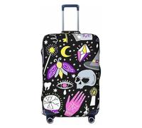 JBYJBX Magic Witch Witchcraft Bohemian Drawing Print Suitcase Cover Luggage Protector Washable Elastic Fashionable Travel Gear Cover, Black, Medium