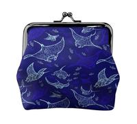 Jbyjbx Manta Ray And Fish Print Compact Coin Purse Cute Small Zipper Wallet With Kiss Lock For Daily Use And Gifts