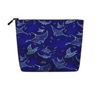 JBYJBX Manta Ray And Fish Print Makeup Bag Waterproof Travel Cosmetic Tote Zippered Pouch For Women Toiletry Bag, Black, One Size
