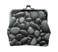 Jbyjbx Many Black Pebbles Print Compact Coin Purse Cute Small Zipper Wallet With Kiss Lock For Daily Use And Gifts