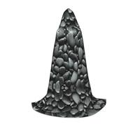 JBYJBX Many Black Pebbles Print Unisex Hooded Cloak Halloween Cosplay Costume Christmas Carnival Party Wear Cape