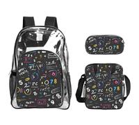 JBYJBX Math Formula Print Unisex Transparent Backpack Set For School Travel Outdoor 3-Piece Clear Lunch Bag