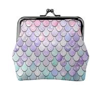 Jbyjbx Mermaid Red Purple Print Compact Coin Purse Cute Small Zipper Wallet With Kiss Lock For Daily Use And Gifts