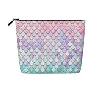 JBYJBX Mermaid Red Purple Print Makeup Bag Waterproof Travel Cosmetic Tote Zippered Pouch For Women Toiletry Bag, Black, One Size, Black, One Size