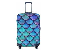 JBYJBX Mermaid Teal Fish Print Suitcase Cover Luggage Protector Washable Elastic Fashionable Travel Gear Cover, Black, X-Large