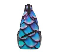 JBYJBX Mermaid Teal Fish Scale Print Unisex Cross Chest Bag Diagonal Sling Backpack Capacity For Travel Hiking Daily Use