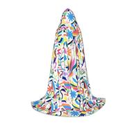 JBYJBX Mexican Otomi Animals Print Unisex Hooded Cloak Halloween Cosplay Costume Christmas Carnival Party Wear Cape