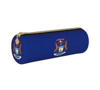 JBYJBX Michigan State Flag Print Leather Pencil Case Pouch - Slim & Cute Pencil Cases For Adults, Men And Women