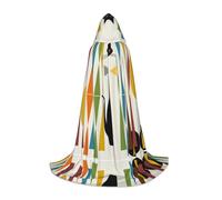 JBYJBX Mid-Century Modern Art Cat Print Unisex Hooded Cloak Halloween Cosplay Costume Christmas Carnival Party Wear Cape