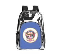 JBYJBX Minnesota State Flag Print Clear Backpack Large Capacity Travel Hiking Work See Through Bookbag with Pocket