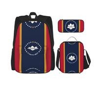 JBYJBX Mississippi State Flag Print School Backpack Adjustable Shoulder Straps,Lunch Bag Pencil Case 3-In-1 Set Bag, Black, One Size