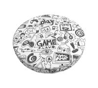 JBYJBX Monochrome Sketch Style Gaming Print Round Bar Chair Cushion Cover Versatile Seat Covers Elastic Living/Dining Room