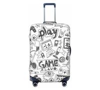 JBYJBX Monochrome Sketch Style Gaming Print Suitcase Cover Luggage Protector Washable Elastic Fashionable Travel Gear Cover, Black, X-Large