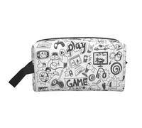 JBYJBX Monochrome Sketch Style Gaming Print Travel Storage Bag Capacity Zipper for Toiletries Cosmetics Daily Supplies, White, One Size, White, One Size, White, One size