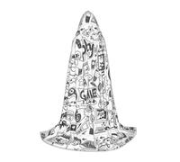 JBYJBX Monochrome Sketch Style Gaming Print Unisex Hooded Cloak Halloween Cosplay Costume Christmas Carnival Party Wear Cape