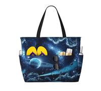 JBYJBX Moon Stars And Planets Print Beach Tote Large Capacity Travel Bag Waterproof Sandproof And Lightweight