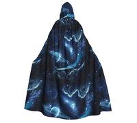 JBYJBX Moon Stars And Planets Print Full-Length Hooded Cloak 190cm Adult Costume Halloween Cosplay Carnival Parties