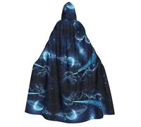 JBYJBX Moon Stars And Planets Print Halloween Cosplay Medieval Festivals For Unisex Full Length Cloak With Hat Hooded