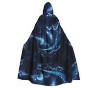 JBYJBX Moon Stars And Planets Print Halloween Cosplay Medieval Festivals For Unisex Full Length Cloak With Hat Hooded