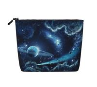 JBYJBX Moon Stars And Planets Print Makeup Bag Waterproof Travel Cosmetic Tote Zippered Pouch For Women Toiletry Bag, Black, One Size