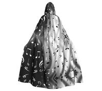 JBYJBX Music Notes Print Print Halloween Cosplay Medieval Festivals For Unisex Full Length Cloak With Hat Hooded