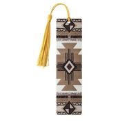Jbyjbx Native American Printed Wooden Bookmark Set - Double Sided Full Print Colorful Tassel Birthday Party Decoration