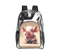 JBYJBX Naughty pig baby Print Clear Backpack Large Capacity Travel Hiking Work See Through Bookbag with Pocket