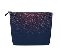 JBYJBX Navy Blue Sky And Stars Print Makeup Bag Waterproof Travel Cosmetic Tote Zippered Pouch For Women Toiletry Bag, Black, One Size