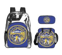 JBYJBX Nebraska Flag Print Unisex Transparent Backpack Set For School Travel Outdoor 3-Piece Clear Lunch Bag