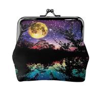 Jbyjbx Night Sky With Trees Print Compact Coin Purse Cute Small Zipper Wallet With Kiss Lock For Daily Use And Gifts